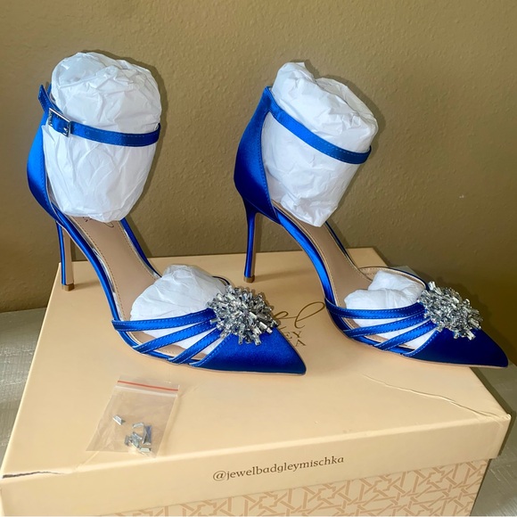 Badgley Mischka Violette Crystal Pointed Stiletto Heels - Picture 2 of 4